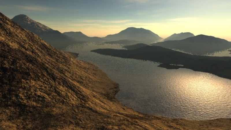 Dit is een 3D landschap dat ik heb gemaakt met behulp van Carrara Pro 7.